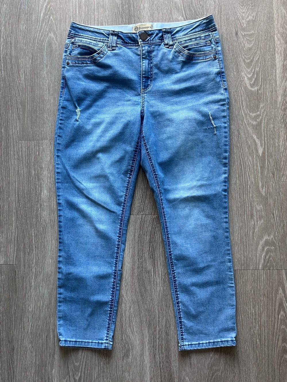 Democracy "Ab"solution Distressed Ankle Skinny Jeans 14